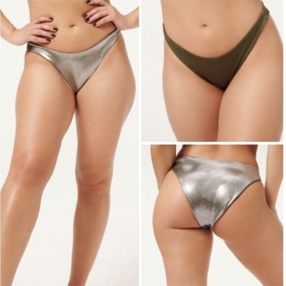 5/$25 Good American Foil Metallic Reversible Bikini Bottoms Size 1 Small New - Picture 1 of 7